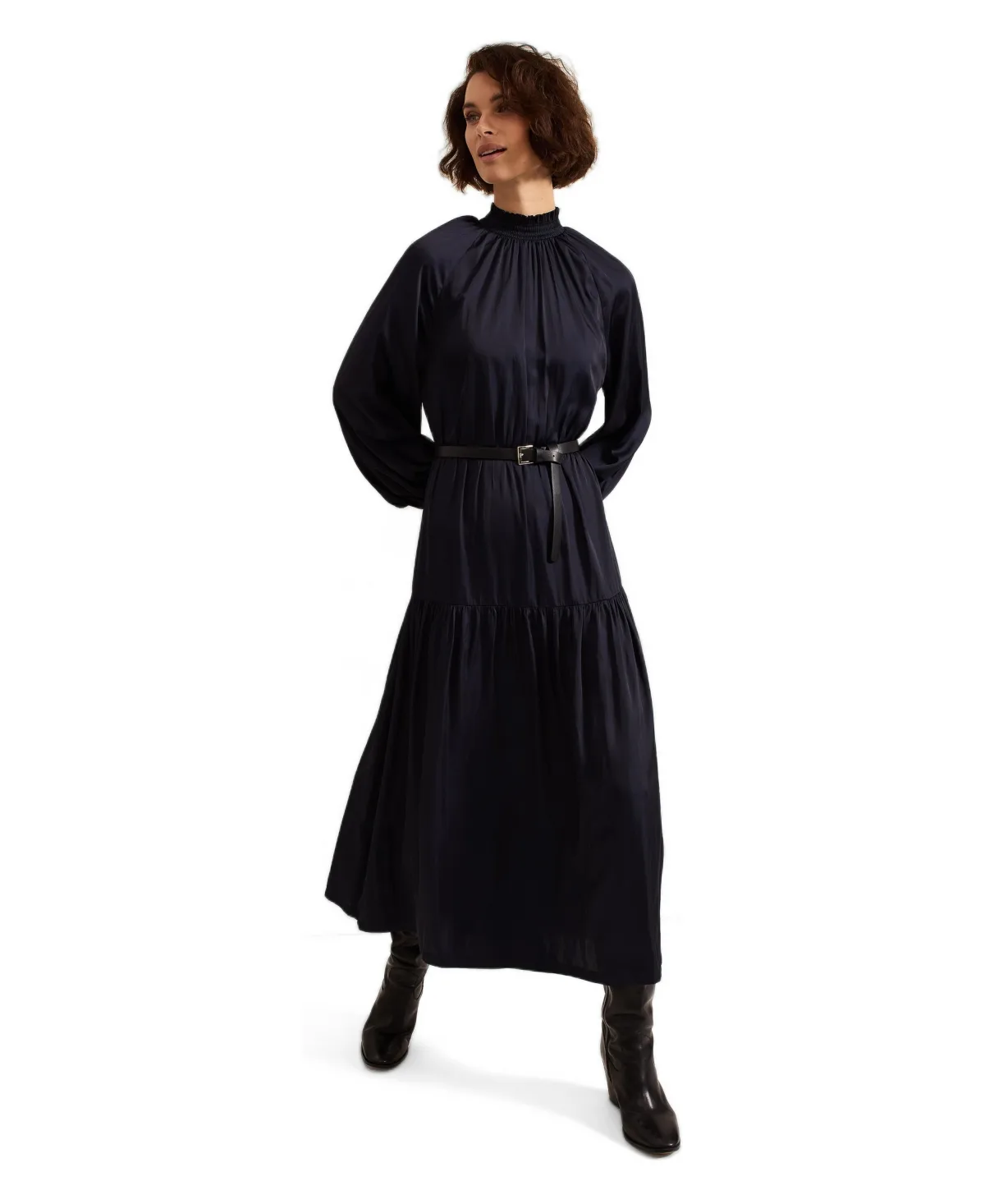Ornella Long-Sleeve A-Line Wedding Guest Midi Dress