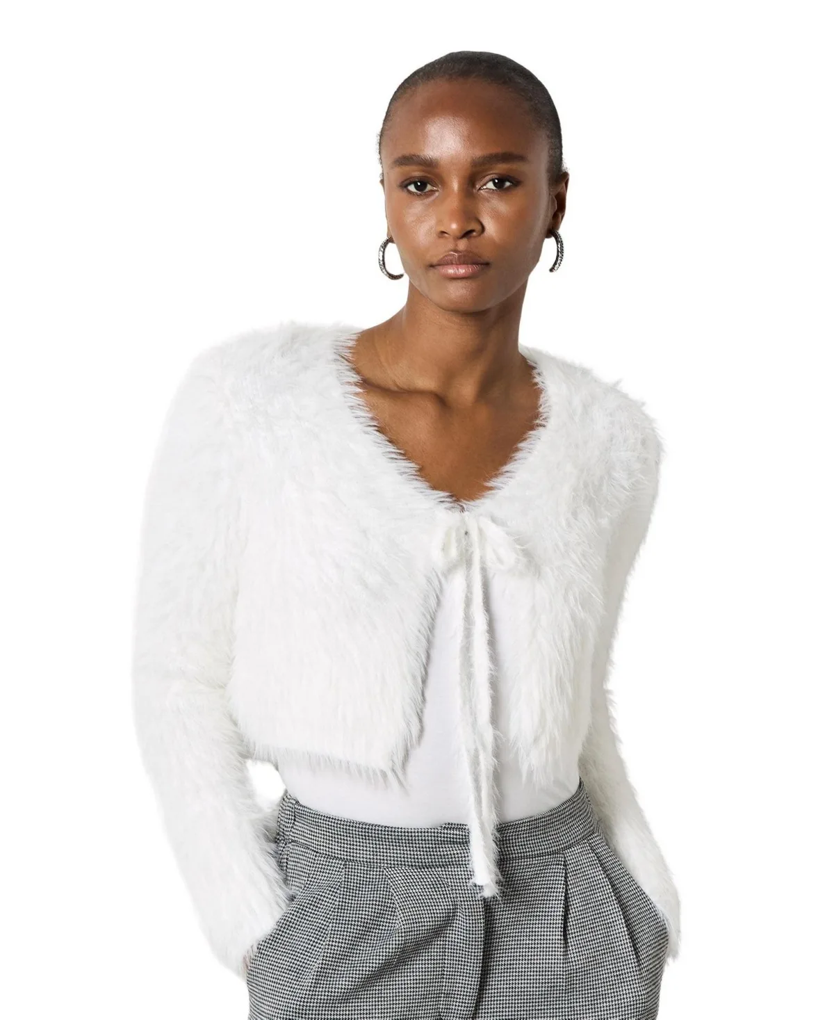 Long-Sleeve Tie-Up Cropped Bolero by Apricot