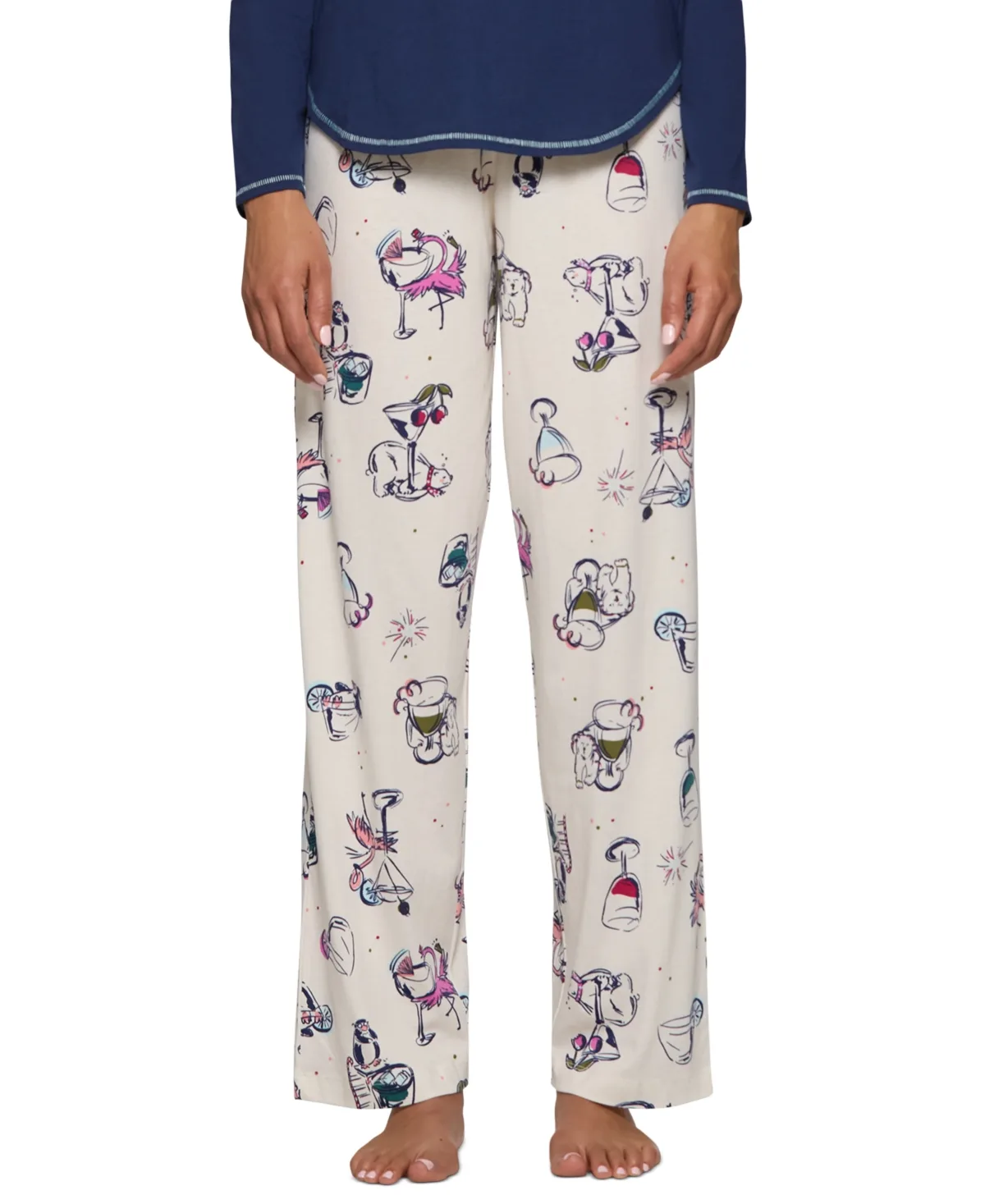Another Round Long Pj Pant Relaxed-Fit Elastic Waistband Cotton-Blend Pants