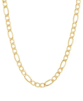 Polished Figaro Link Chain Necklace Collection in 10k Yellow Gold by Italian Gold
