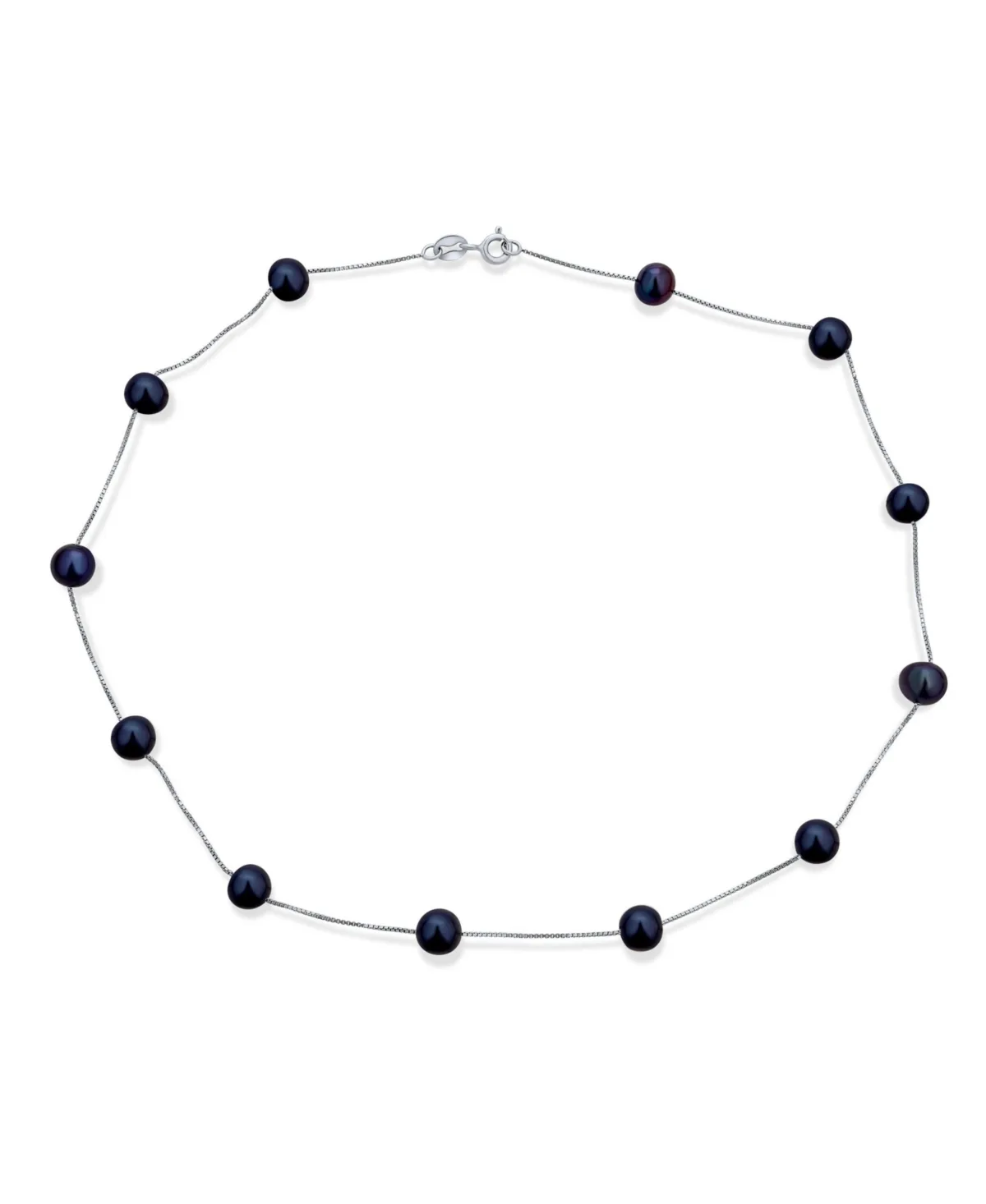 Tin Cup Freshwater Cultured Pearl Necklace Chain Station.925 Sterling Silver 18 Inch by Bling Jewelry