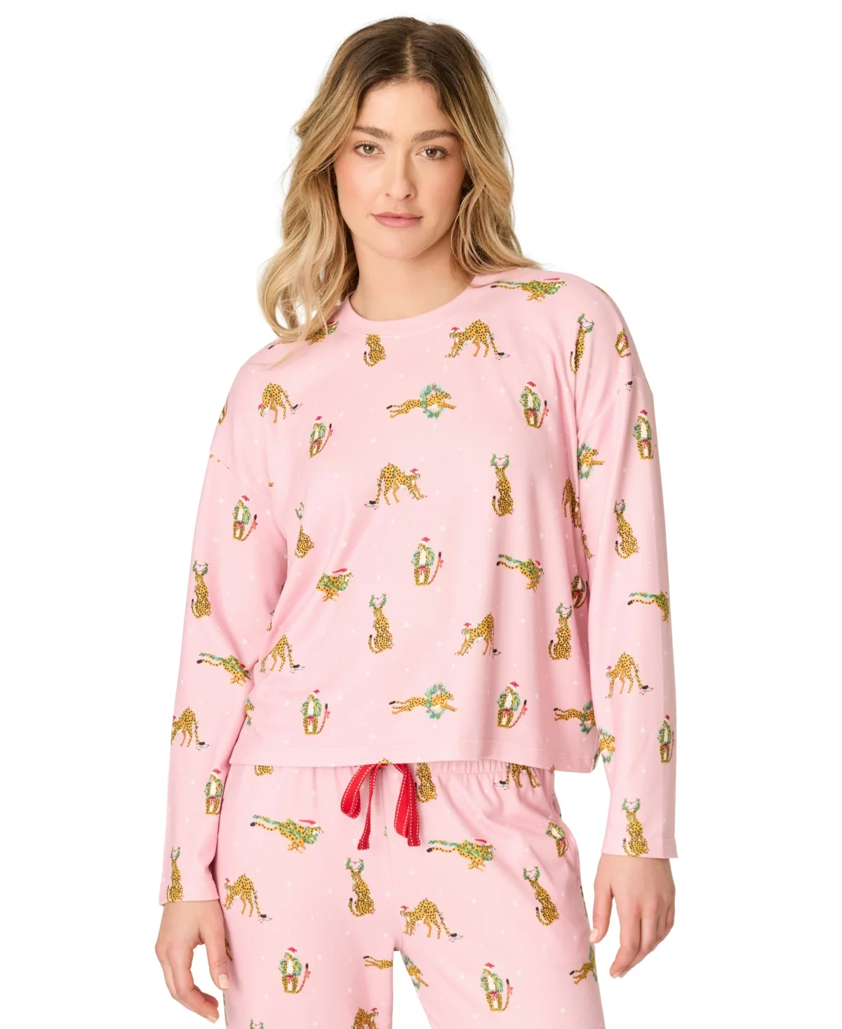 Very Merry Long-Sleeve Leopard-Print Butter Jersey Pajama Top by PJ Salvage