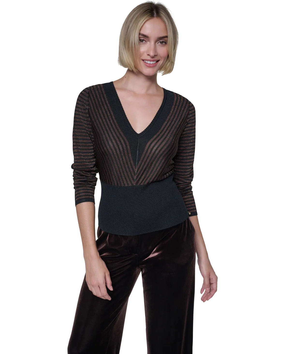 Stripe V-Neck Fitted Pullover by Sonia Rykiel