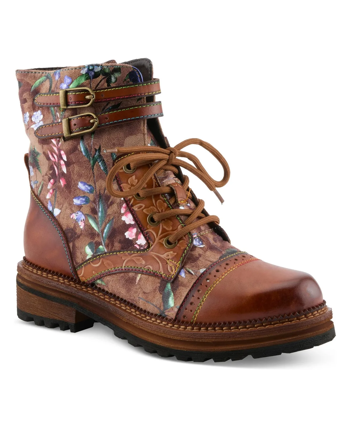 Alltheway Combat Boots with Artistic Floral Detail by Lartiste