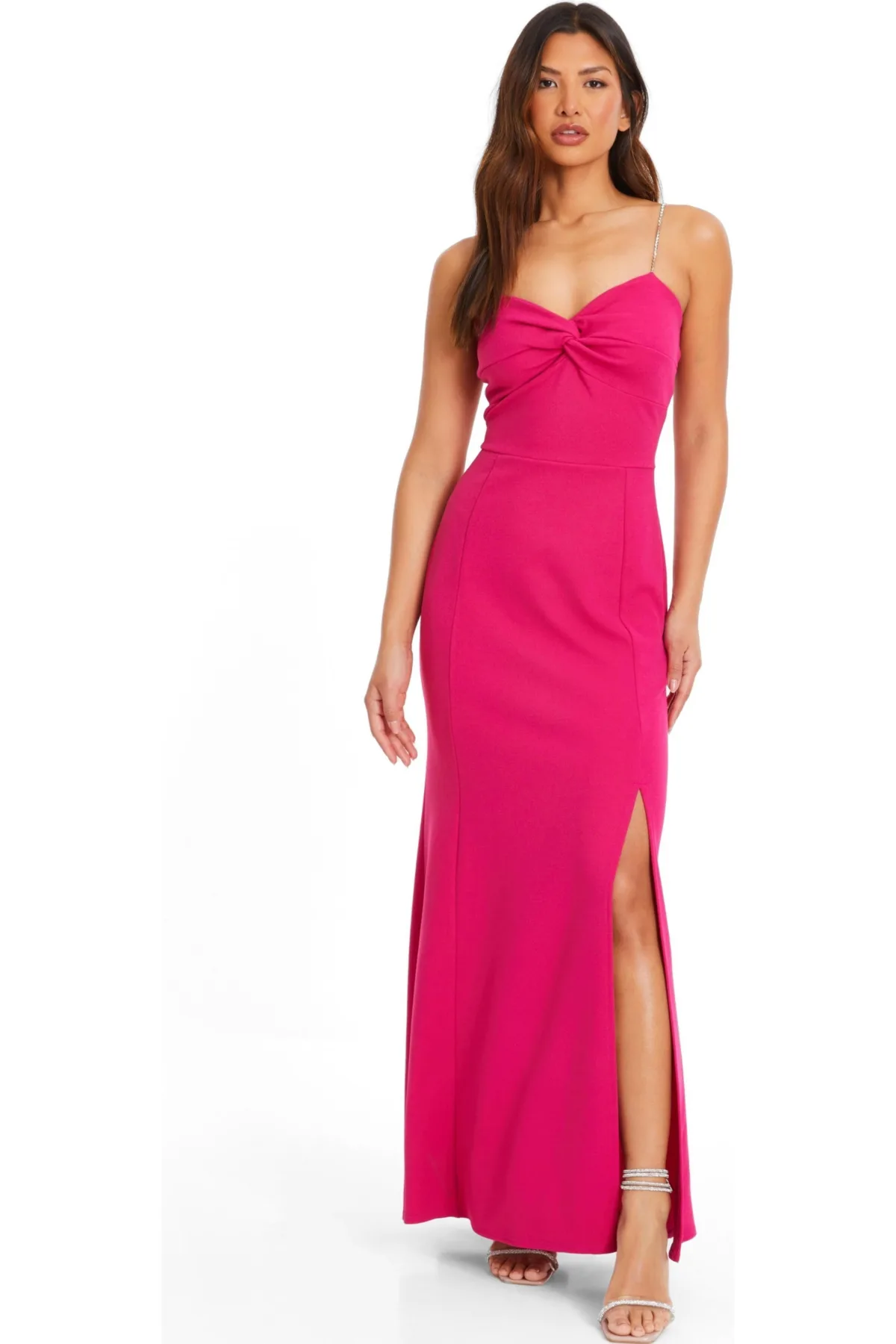 Scuba Crepe Dress with Diamante Straps by Quiz