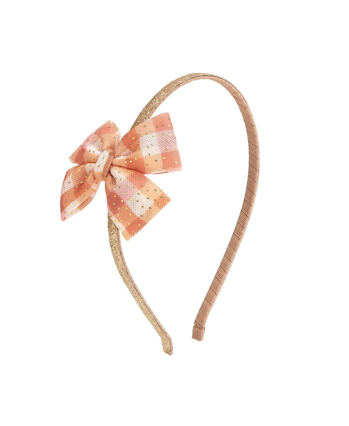 Cinnamon Plaid Tulle Bow Headband by Sweet Wink
