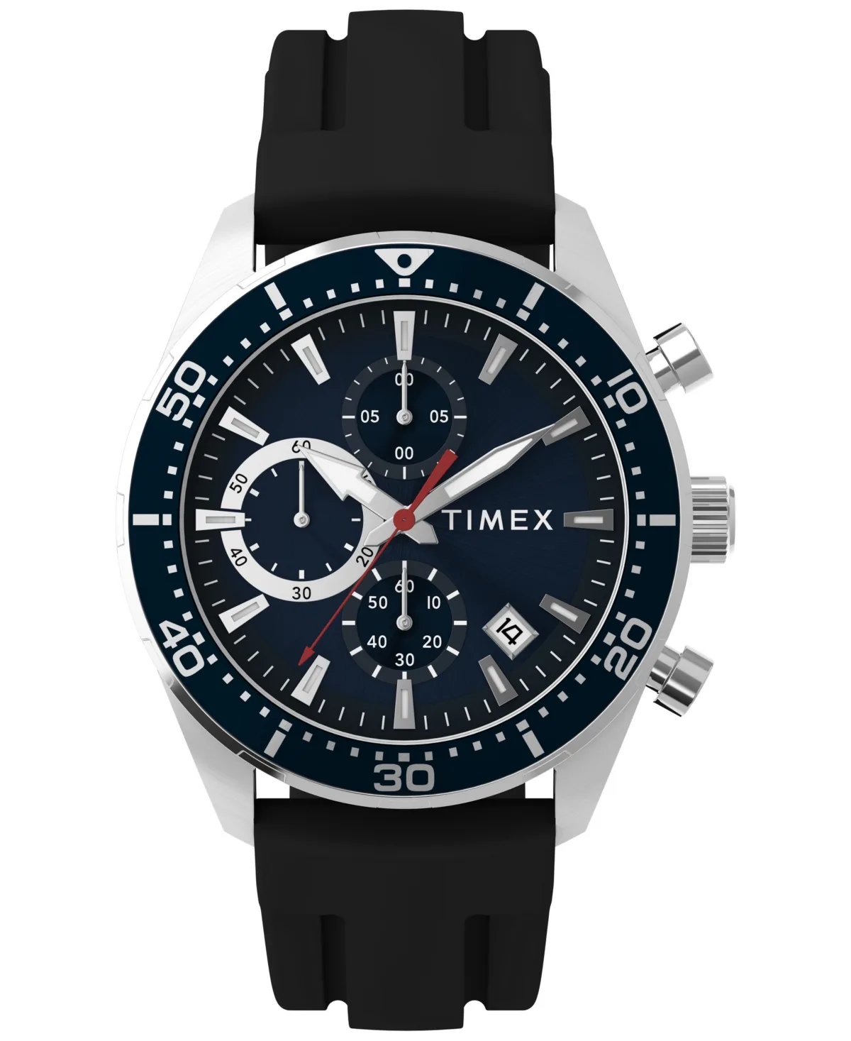 Quartz Analog Chronograph Ridgefield Silicone Watch 42mm by Timex