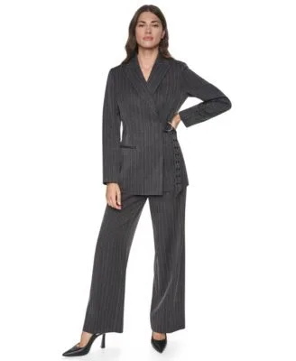 Sparkle Pinstripe Belted Blazer Sparkle Pinstripe High Waisted Wide Leg Pants