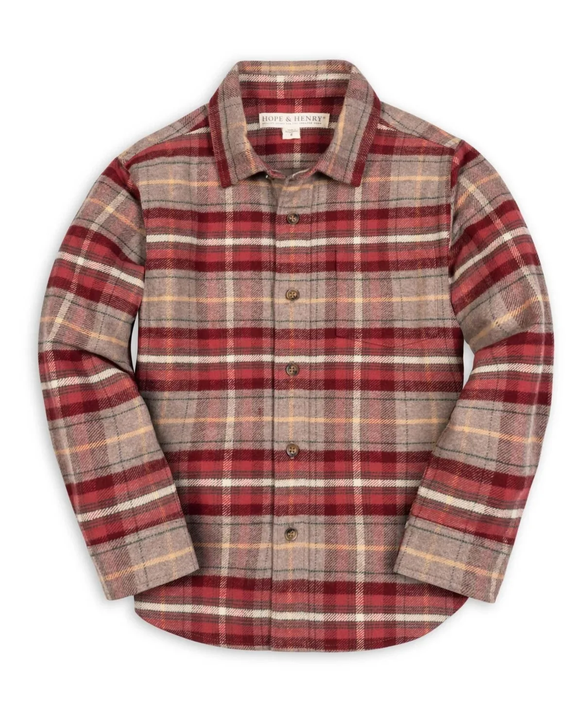 Long-Sleeve Cotton Plaid Flannel Shirt by Hope & Henry