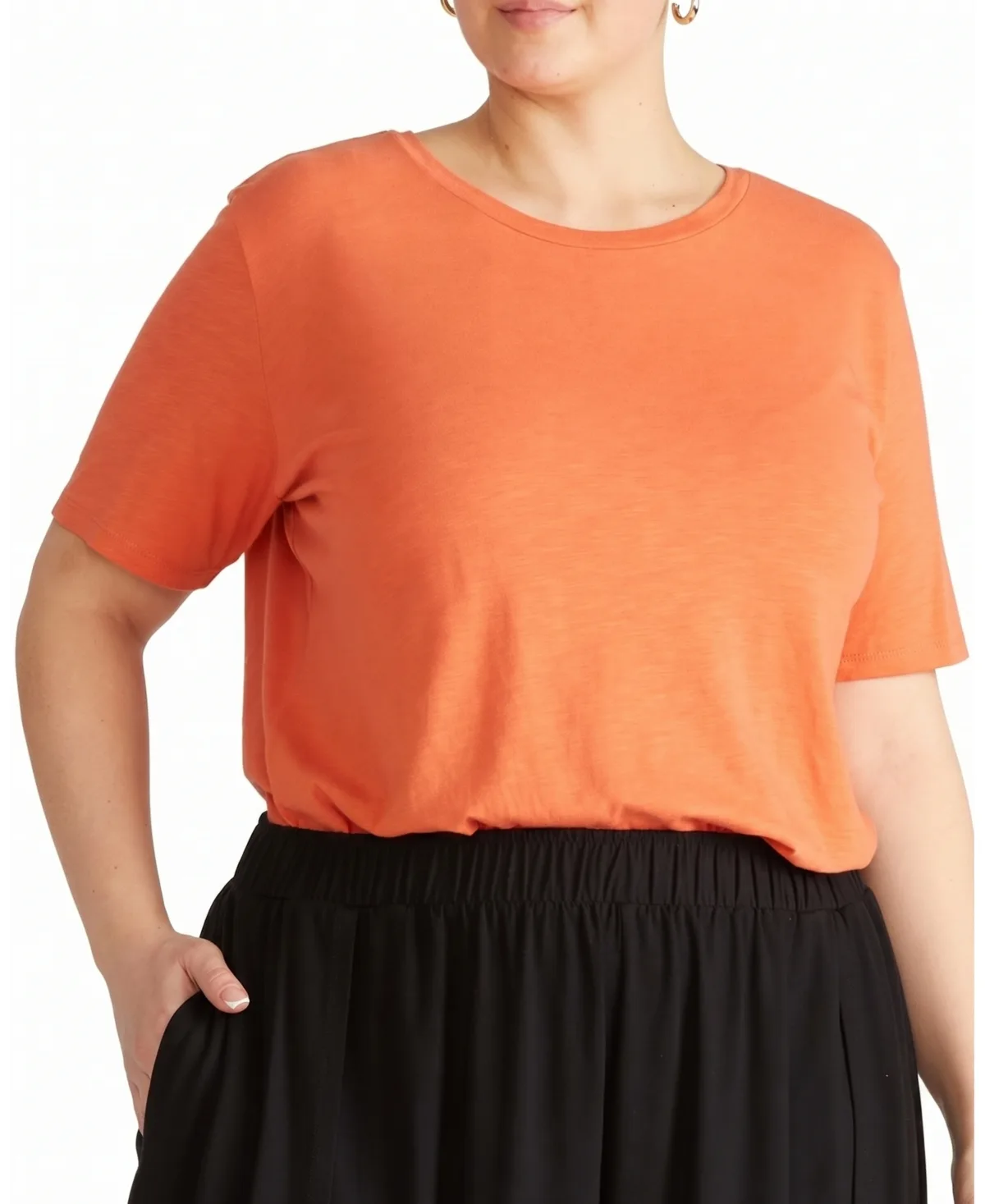 Tee Rex Semi-Sheer Crewneck Curved Hem T-Shirt by Universal Standard