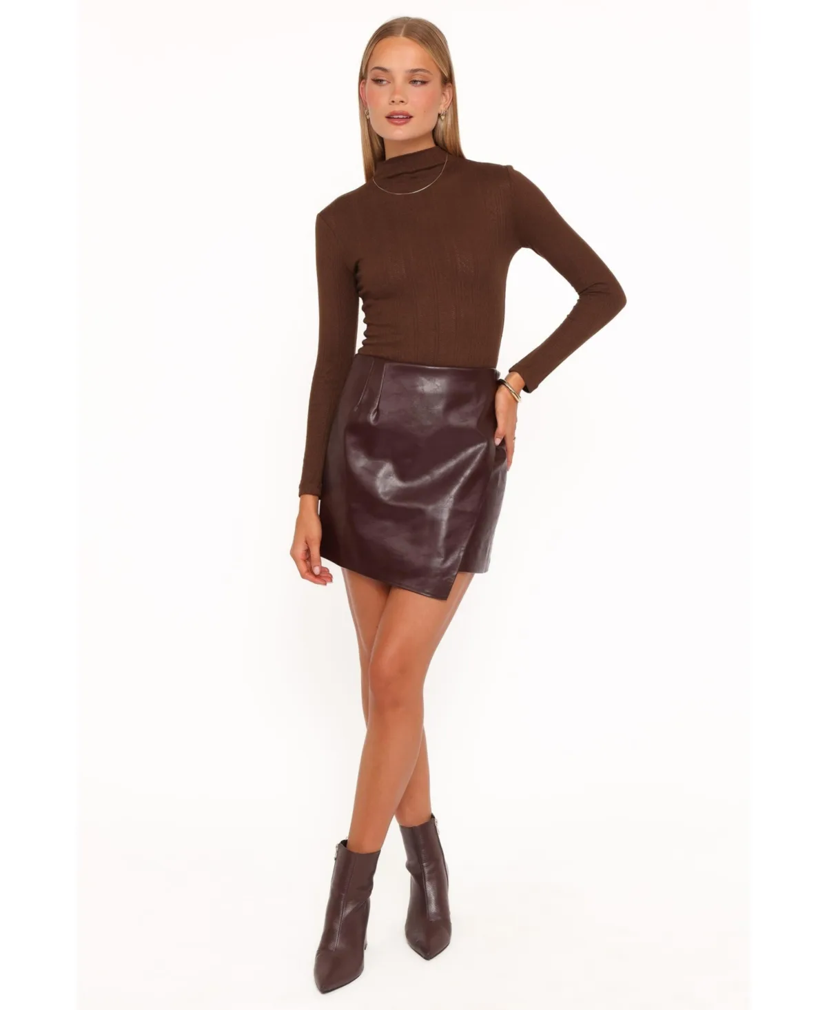 Parker Mini Wrap Faux Leather Skirt by Petal and Pup