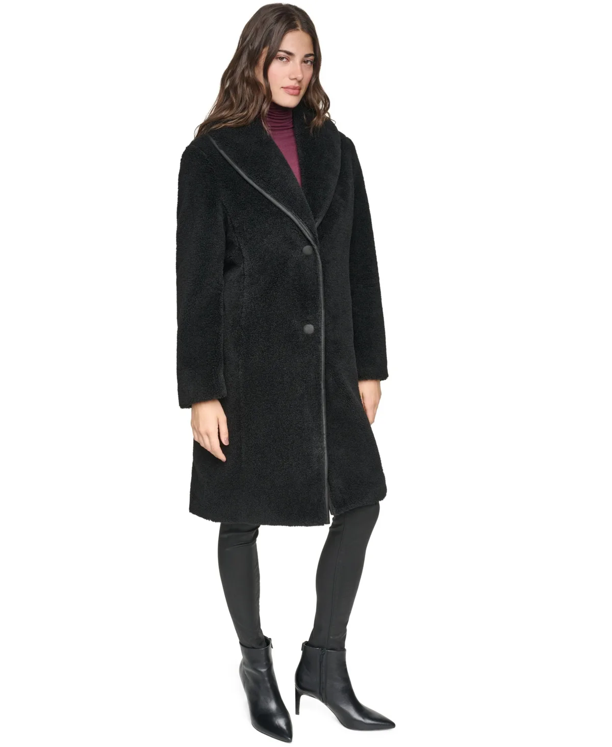 Edessa Faux Sherpa Shawl Collar Coat by Andrew Marc