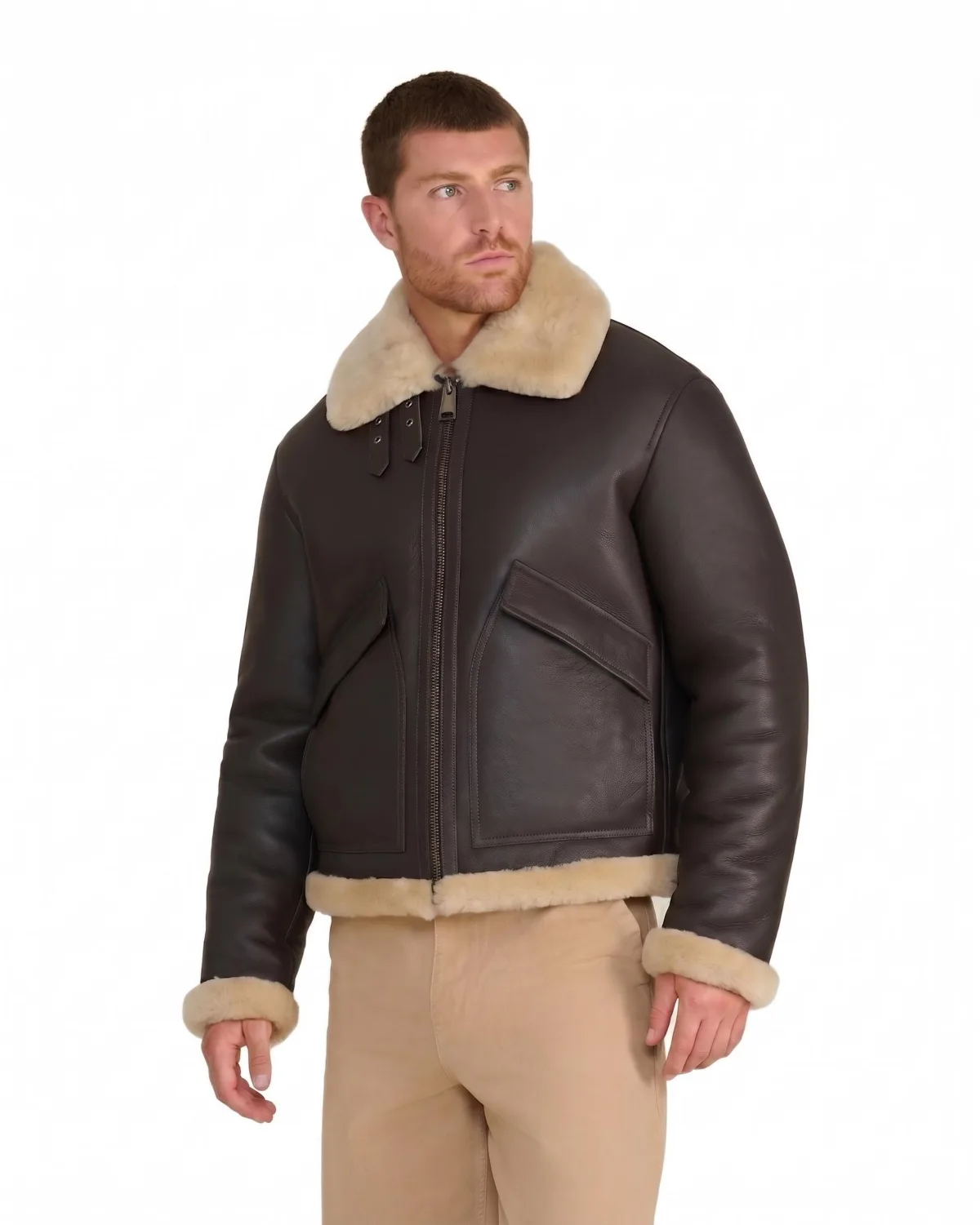 Hudson Leather Shearling Jacket by Furniq UK