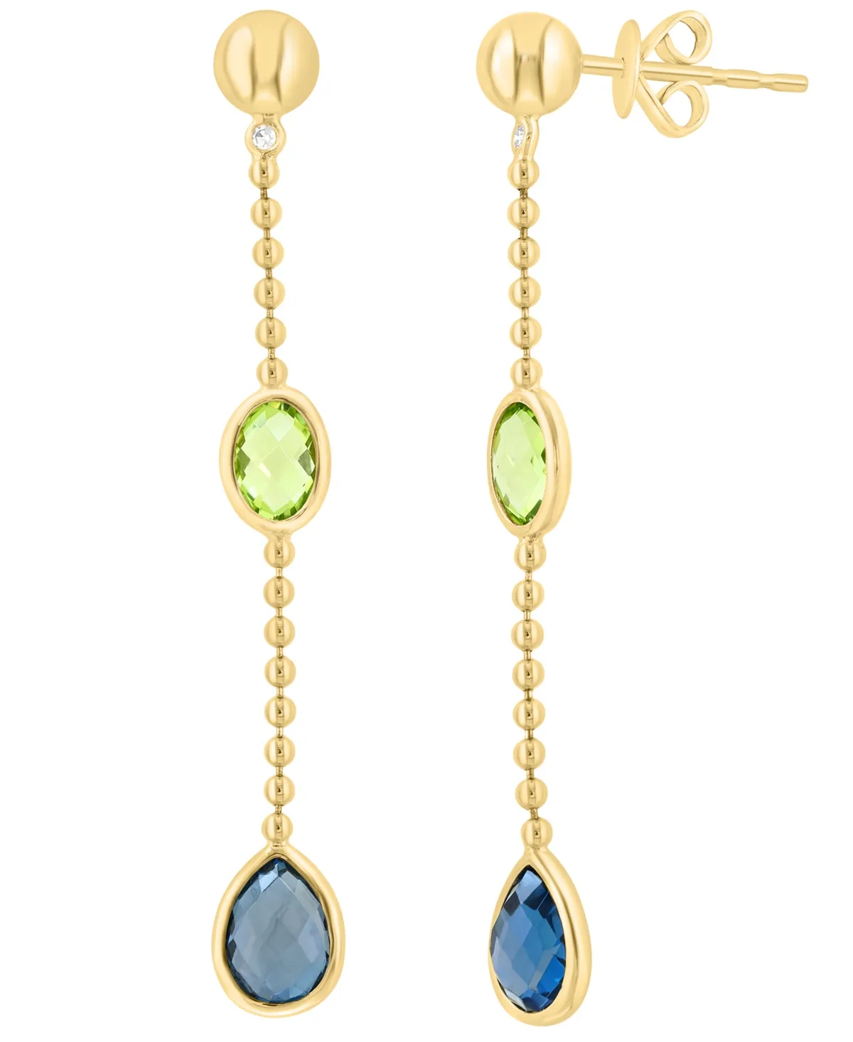 Diamond Accent Multi-Gemstone Dangle Earrings (0.01 ct. t.w. Diamond, 3-3/8 ct. t.w. Multi-Gemstone) in 14k Yellow Gold by Effy Collection