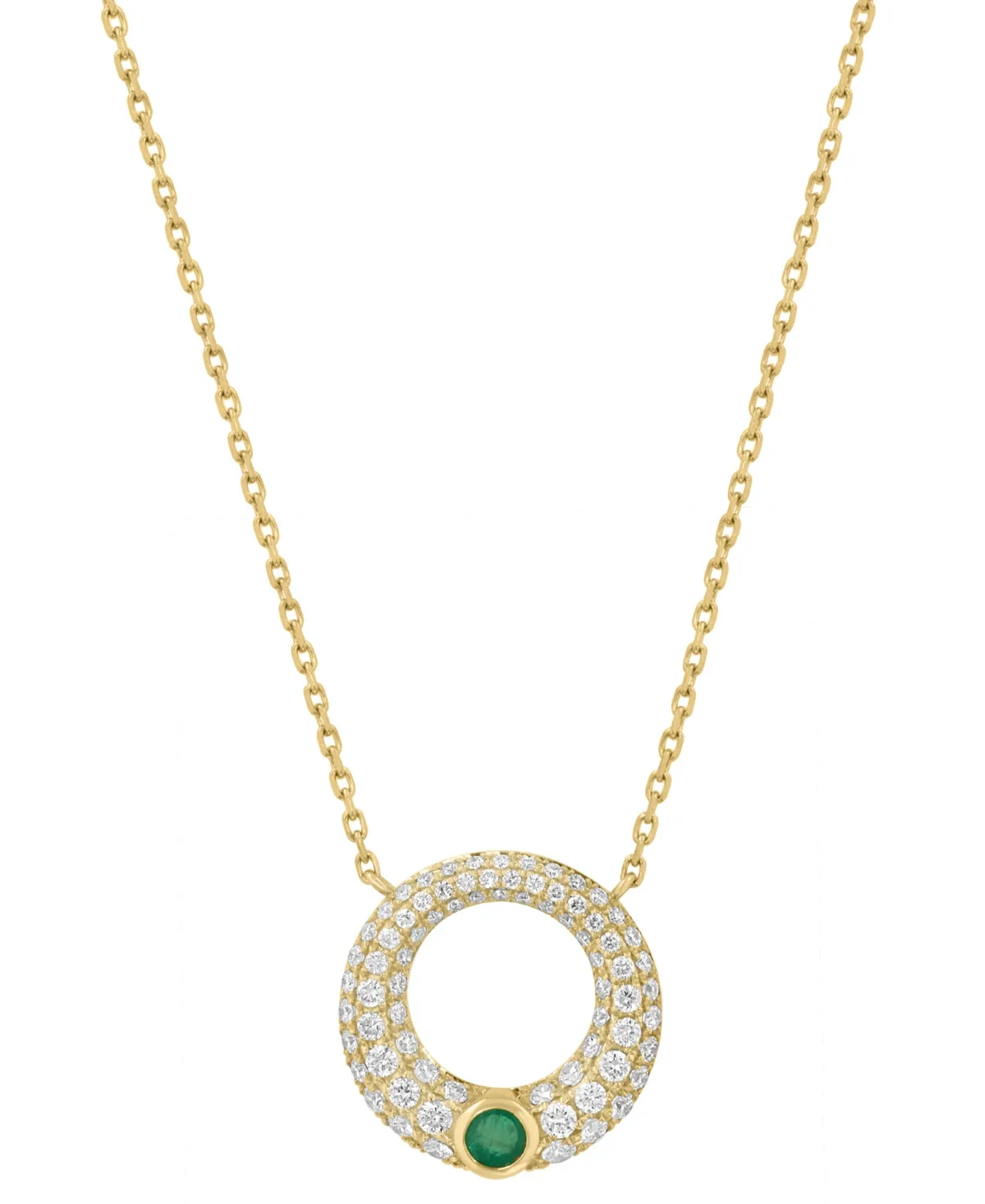 Diamond (3/4 Ct.t.w.) and Emerald (1/10 Ct.t.w.) Pendant in 14k Yellow Gold by Effy Collection