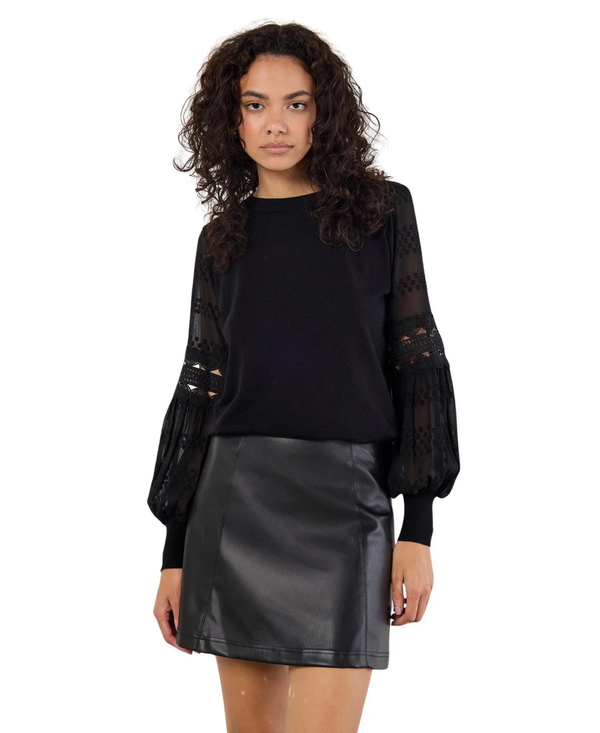 Chiffon Crochet Sleeves Jumper by Apricot