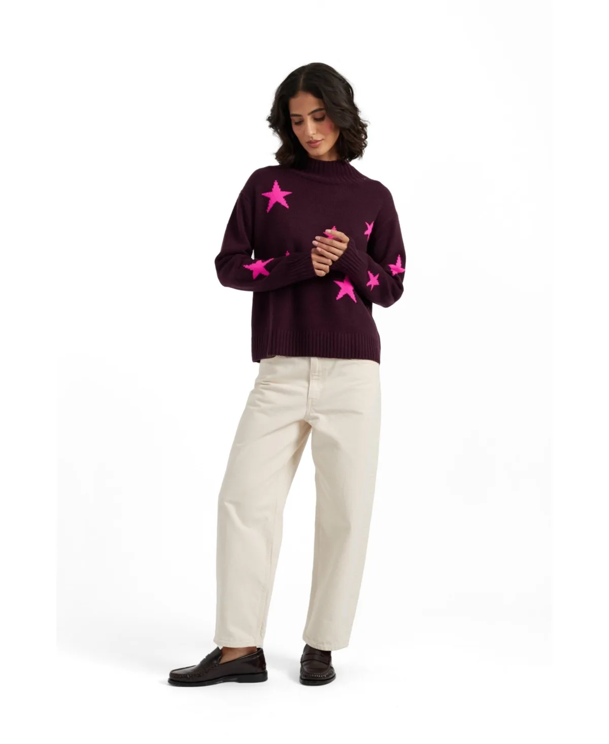 Chinti & Parker Wool-Cashmere Blend Star Roll Neck Sweater by Parker