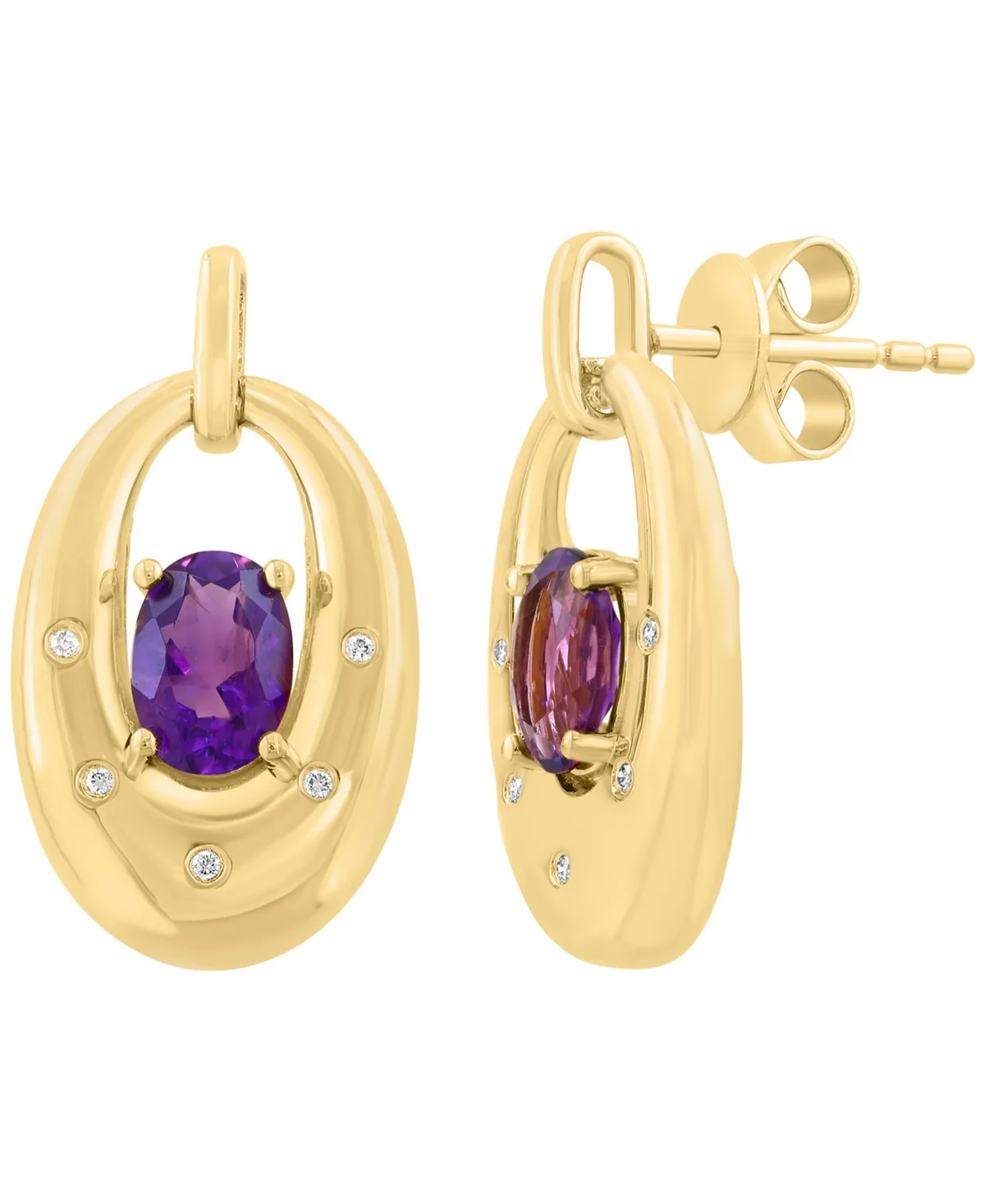 Amethyst and Diamond Accent Drop & Chandelier Earrings (1-3/8 ct. t.w.) in 14k Gold Over Silver by Effy Collection