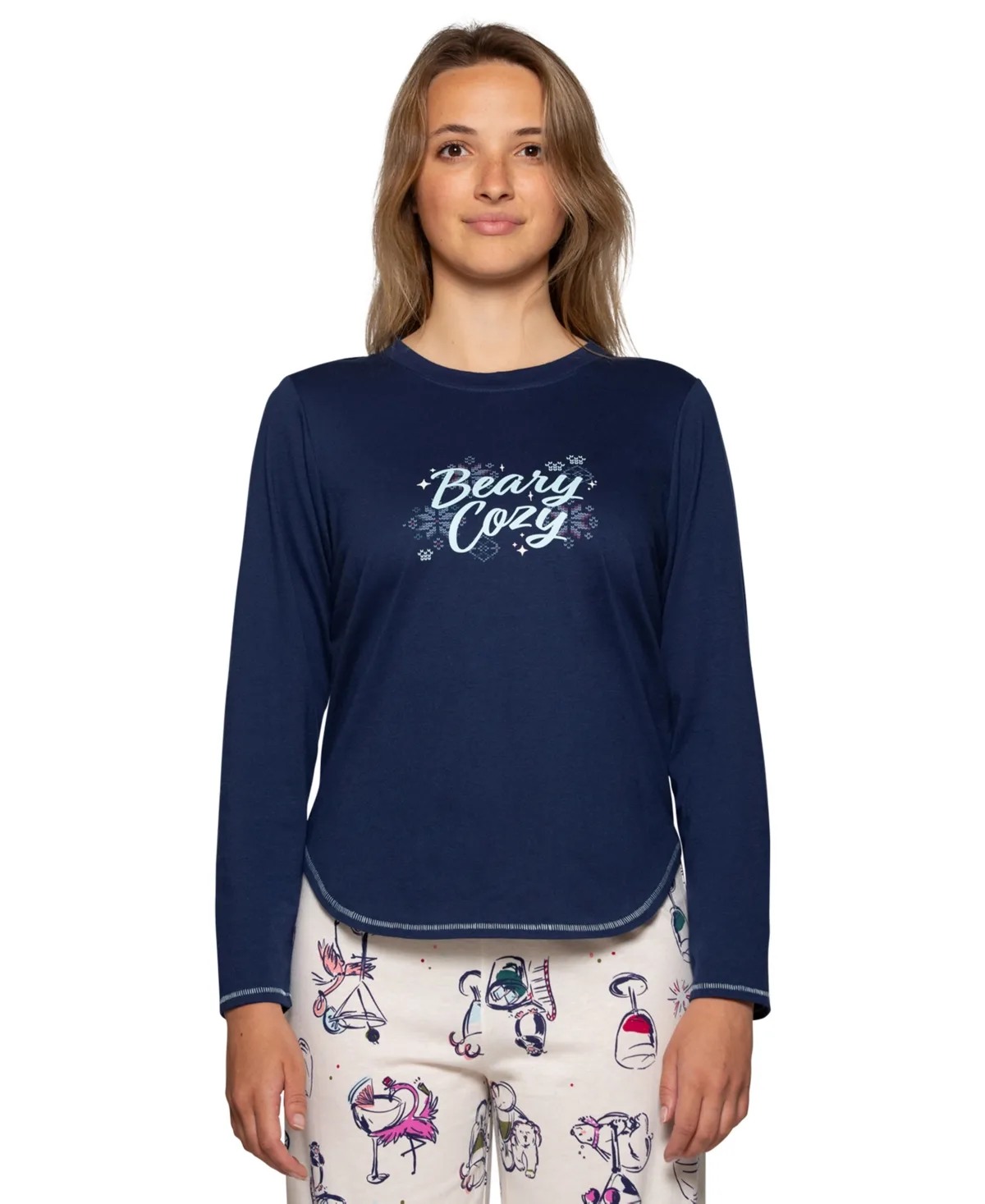 Beary Cozy Scoop Neckline Long Sleeve Pj Tee by HUE