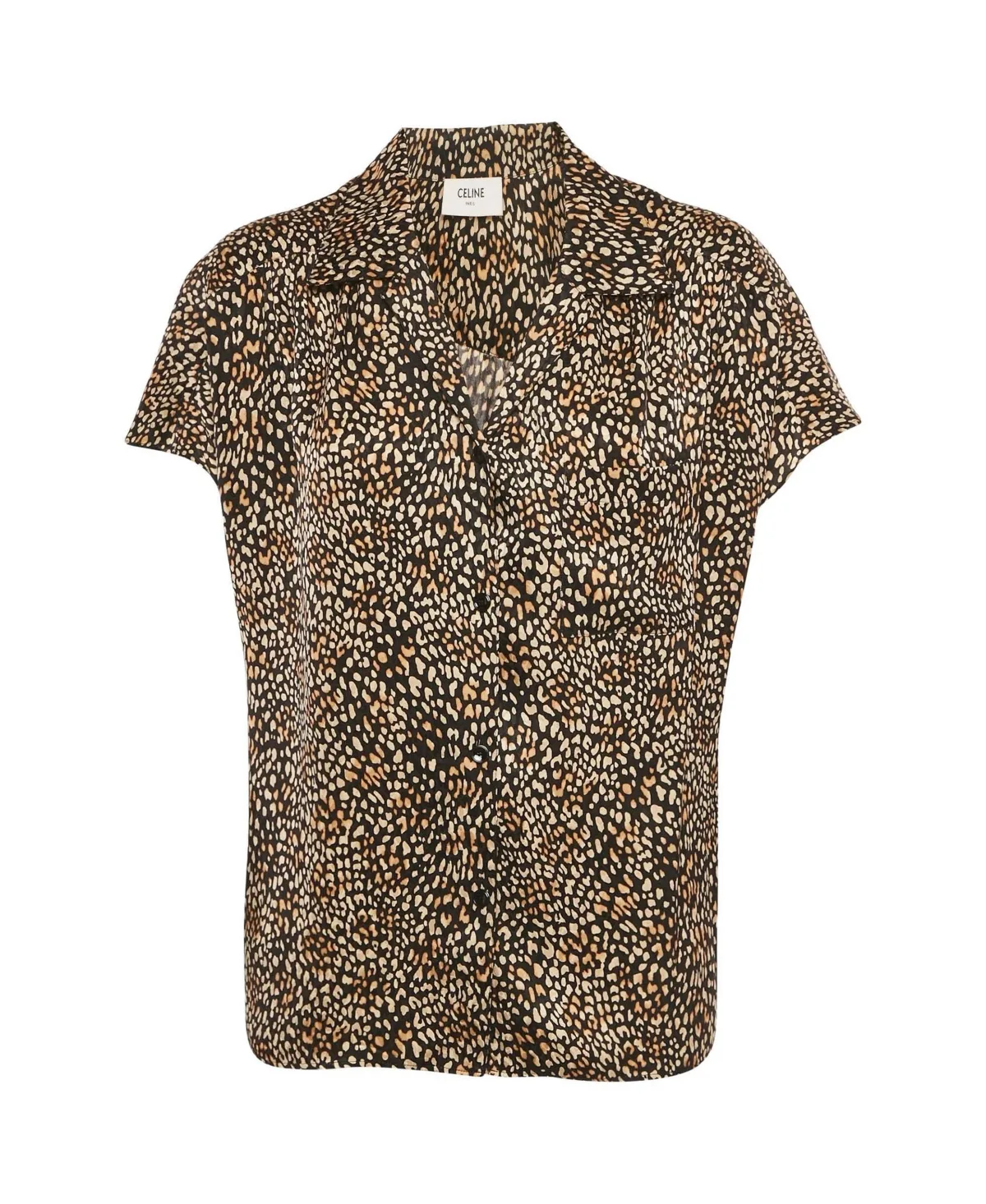 Pre-Owned Celine Print Silk Short Sleeve Camp Shirt