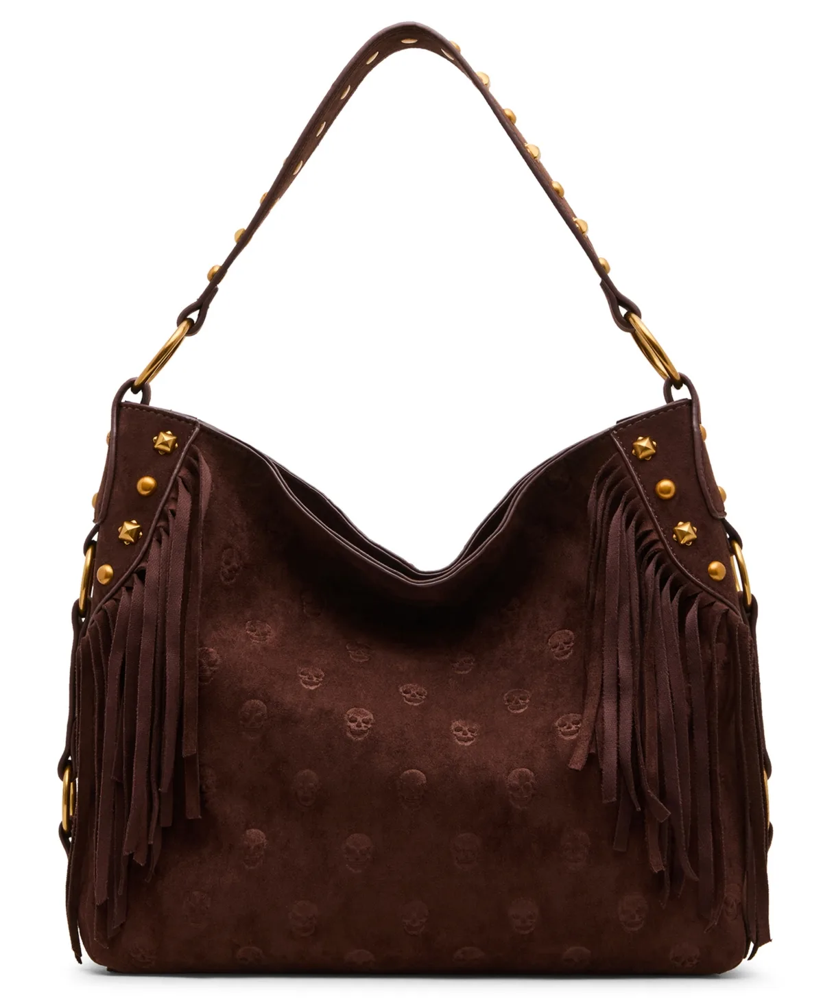 Skully Suede Fringe Medium Hobo Handbag by Betsey Johnson