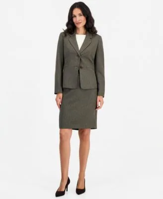 Slim Fit Notch Collar Two Button Jacket Skirt 2 Piece Set by Le Suit