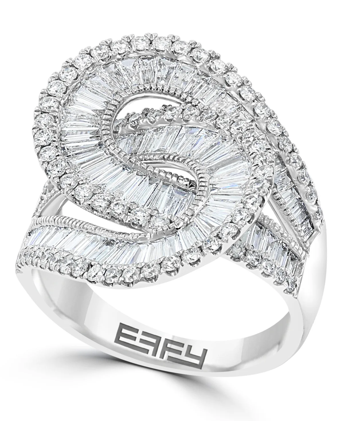 Round & Baguette Multirow Diamond Ring (1-7/8 ct. t.w.) in 14k White Gold by Effy Collection