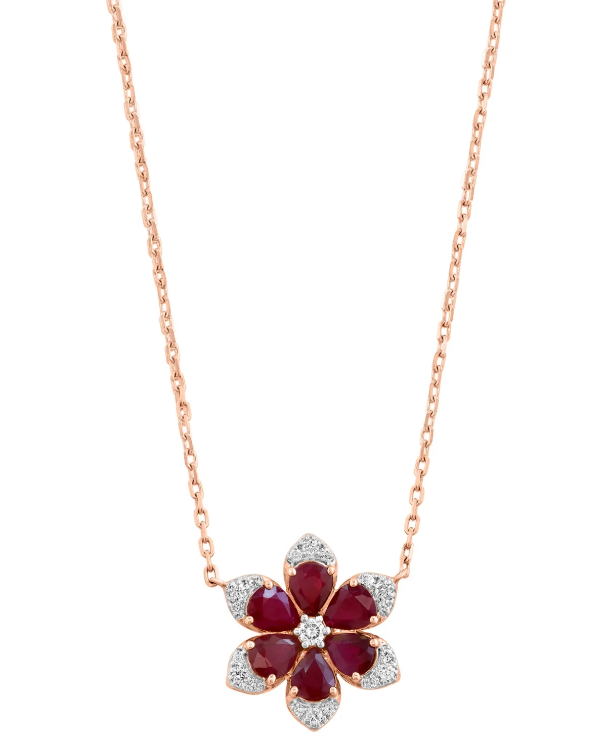 Ruby (2-1/4 ct. t.w.) & Diamond (1/5 ct. t.w.) Pendant Necklace in 14k Rose Gold