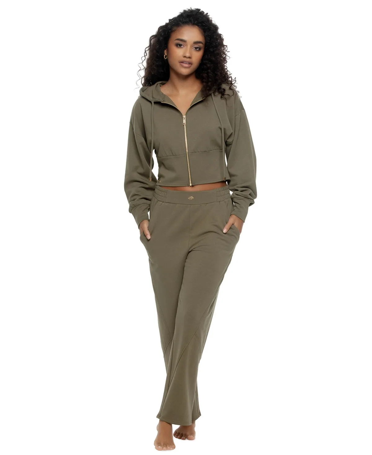 Emery Long-Sleeve Hooded Zip-Up Pajama Set by Felina