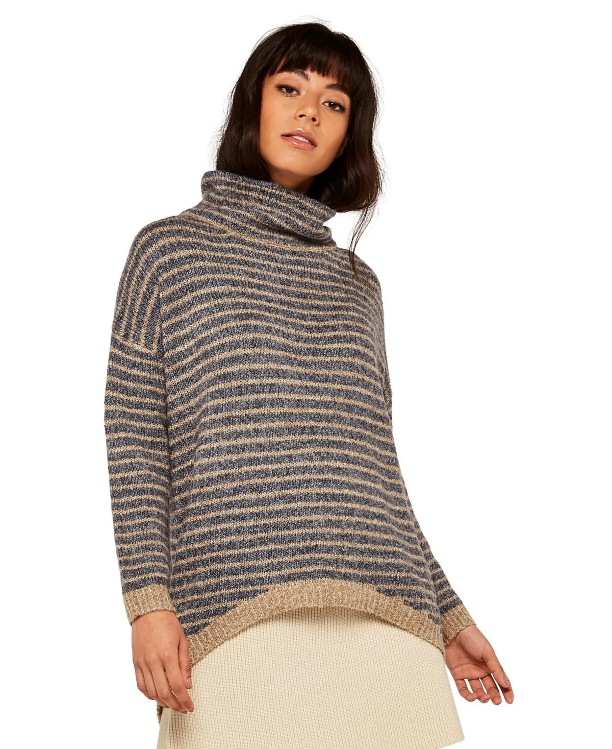 High-Neck Chunky-Knit Oversized Sweater by Apricot