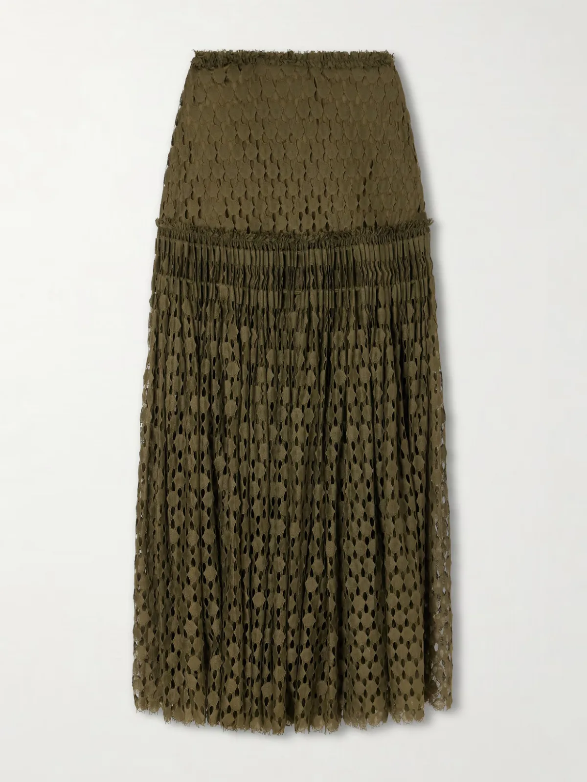 - Aris Pleated Cotton-blend Lace Maxi Skirt -