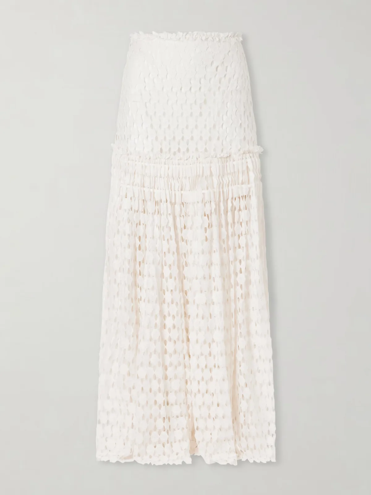 - Aris Pleated Cotton-blend Lace Maxi Skirt -