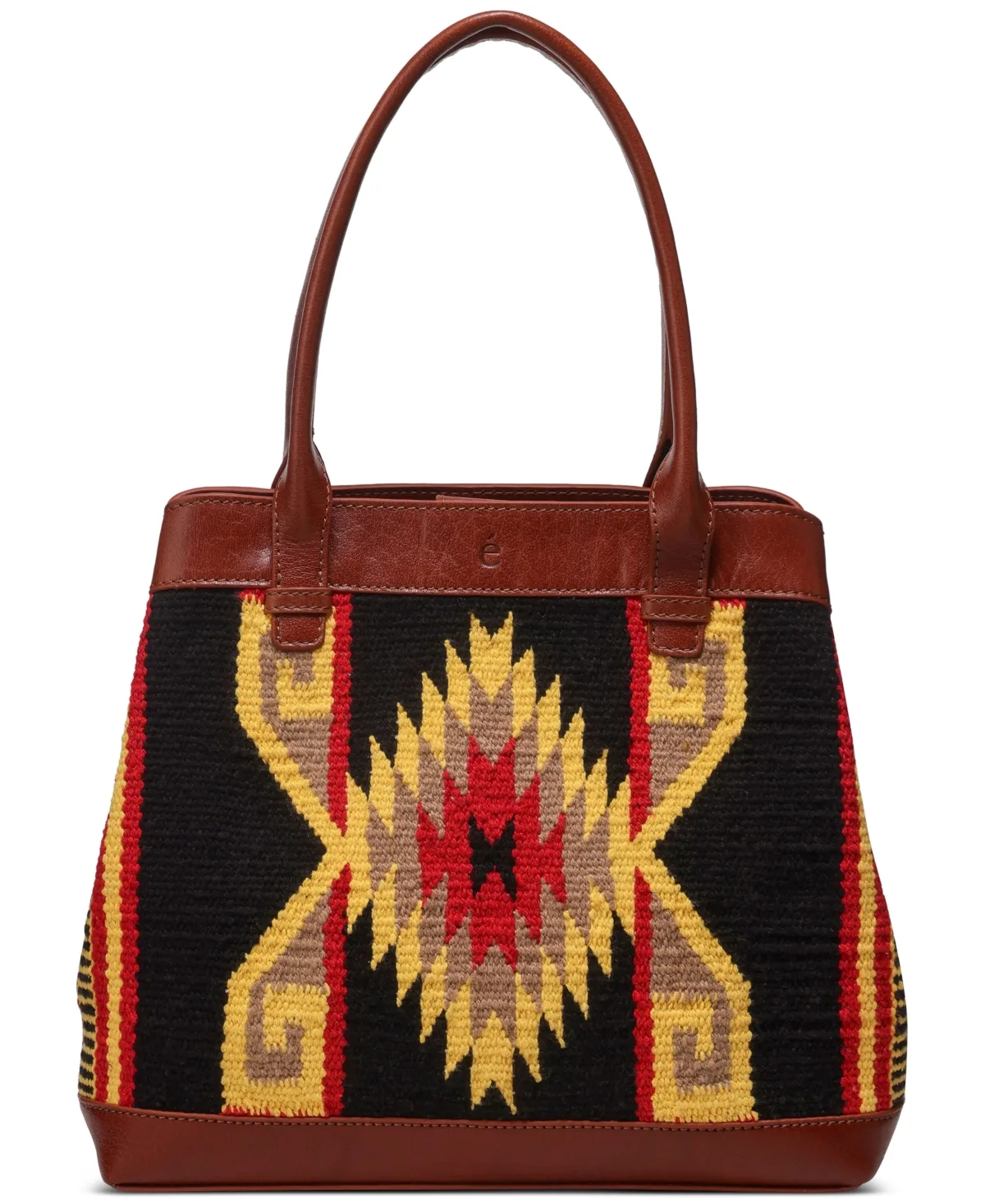 Gatlin Leather Woven Aztec-Print Shoulder Bag by Ecotorie