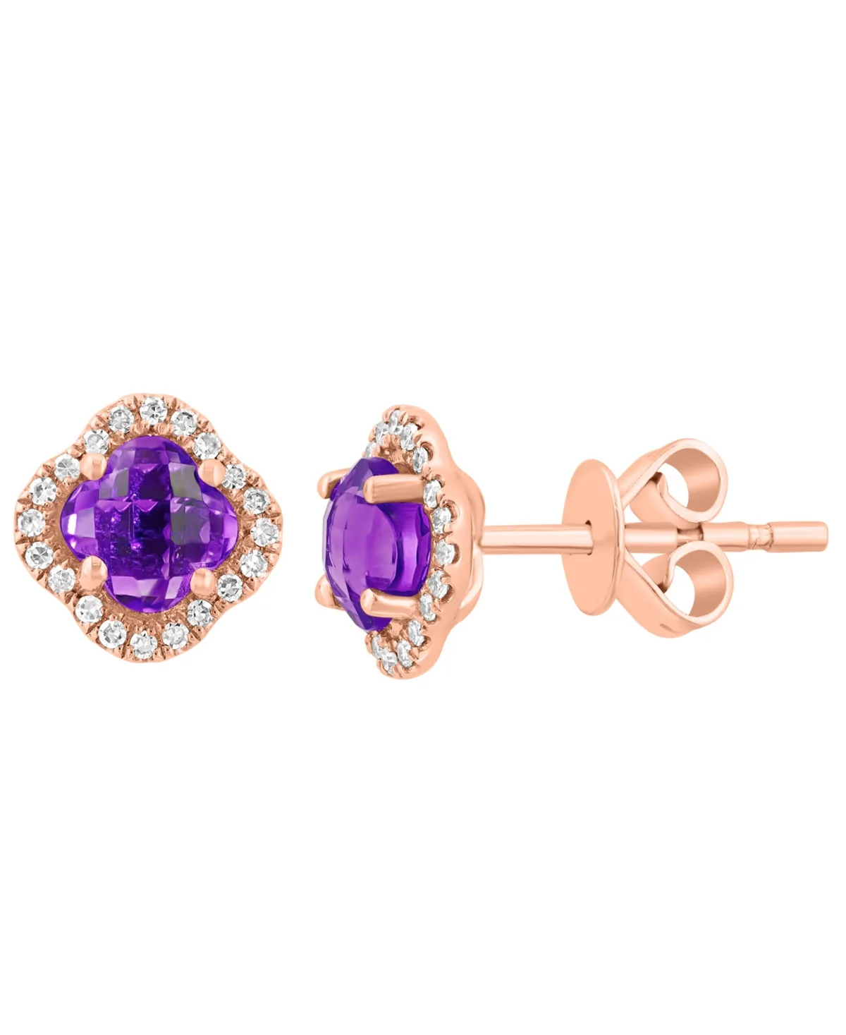 Diamond and Pink Amethyst Stud Earrings (1/10 ct. t.w.) in 14k Rose Gold by Effy Collection