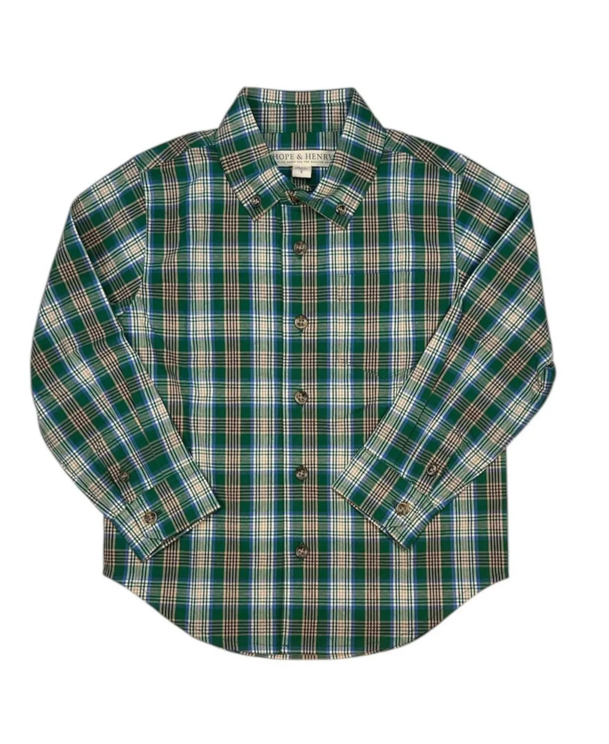 Chateau Plaid Long-Sleeve Button-Down Organic Cotton Shirt by Hope & Henry