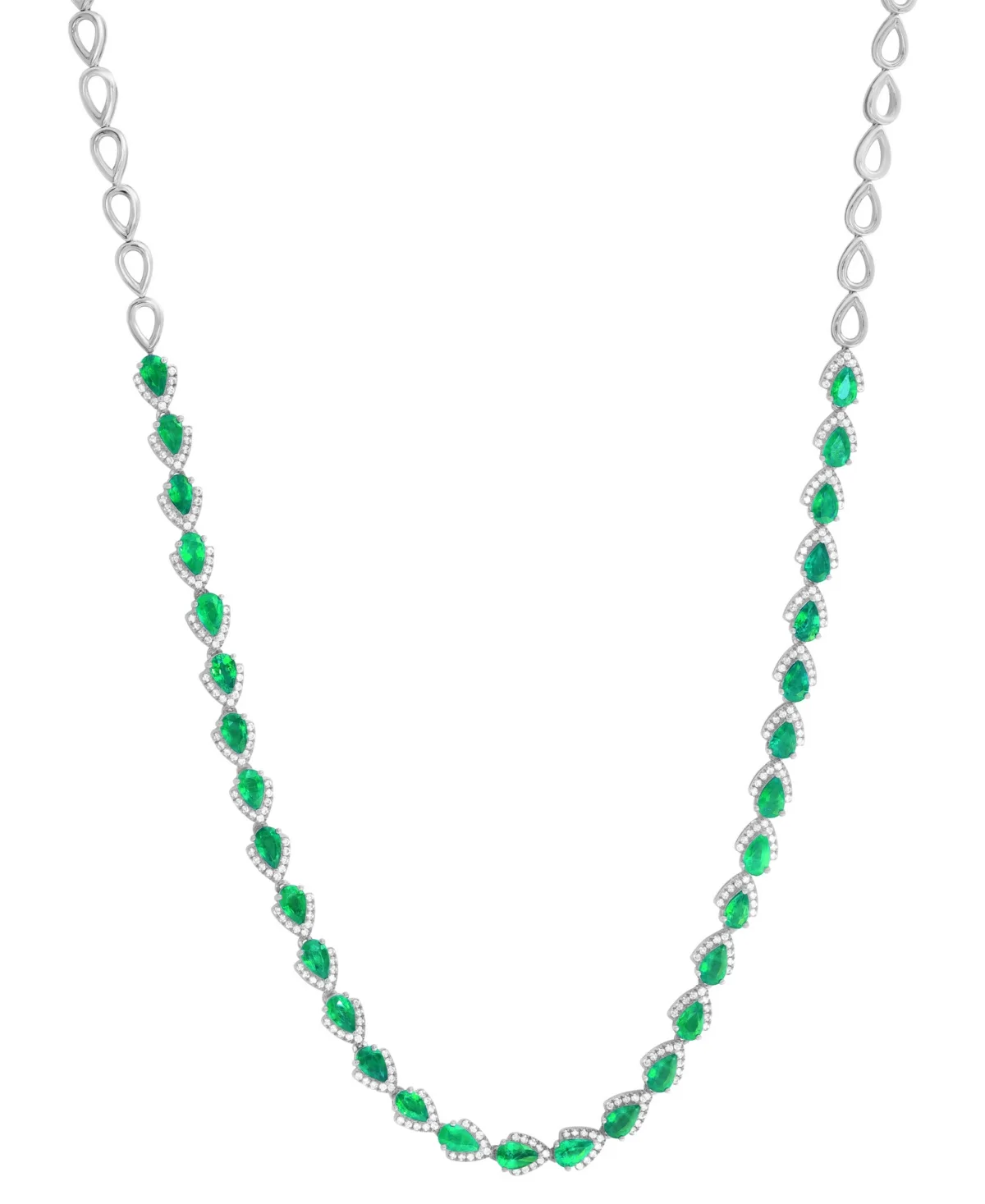 Diamond (1-1/6 ct. t.w.) and Emerald (1/10 ct. t.w.) Necklace in 14k White Gold by Effy Collection