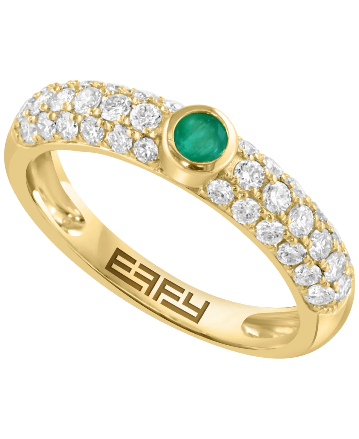 Diamond and Emerald Ring (3/4 ct. t.w. and 1/10 ct. t.w.) in 14k Yellow Gold by Effy Collection