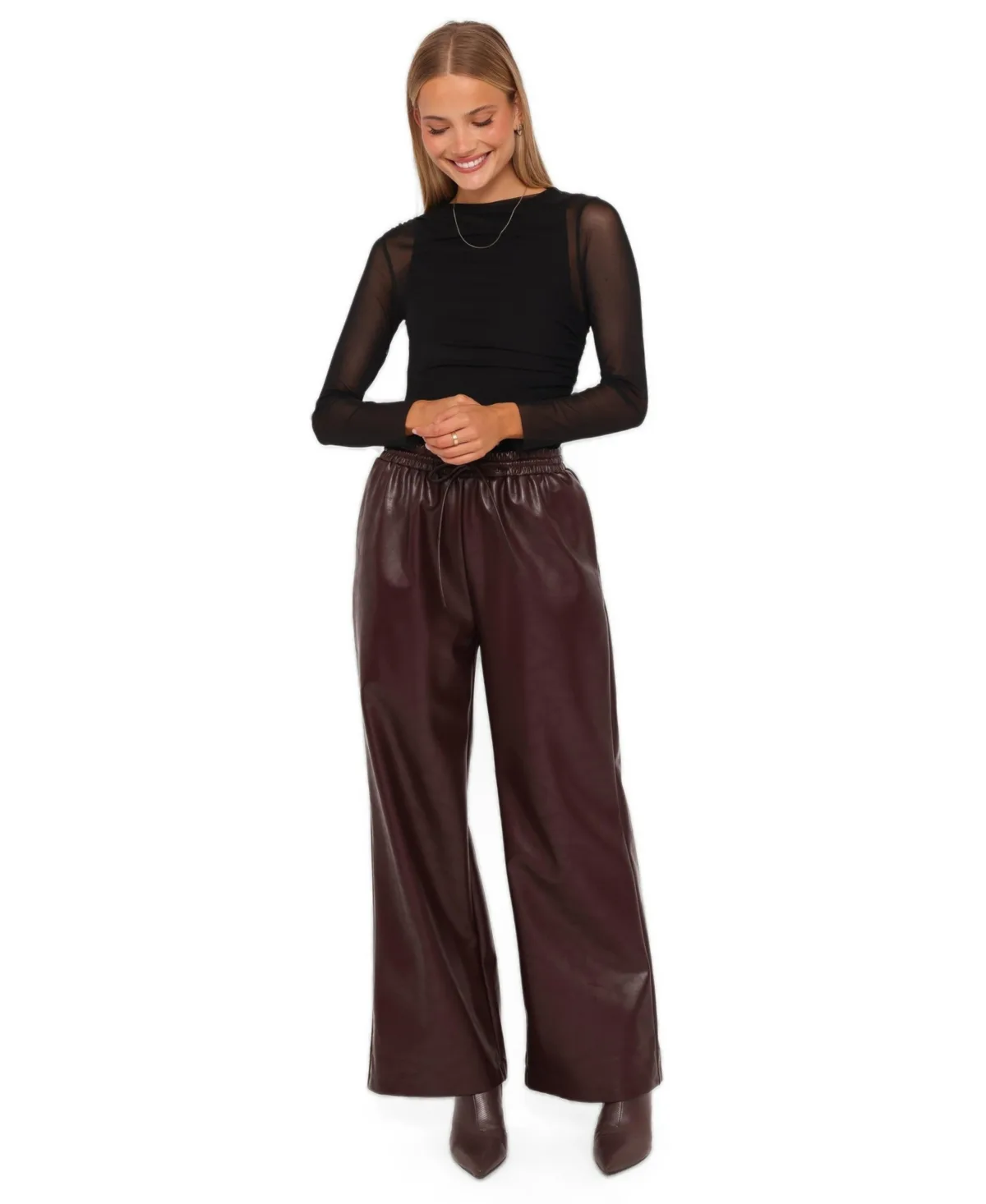Saffron Faux Leather Wide Leg Pant by Petal and Pup