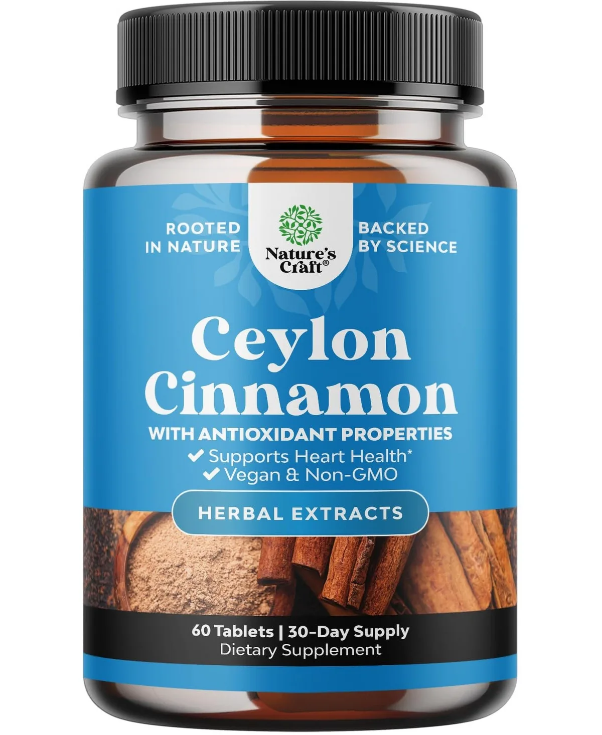 Ceylon Cinnamon Extract 1000mg Tablets - 60 Count by Natures Craft