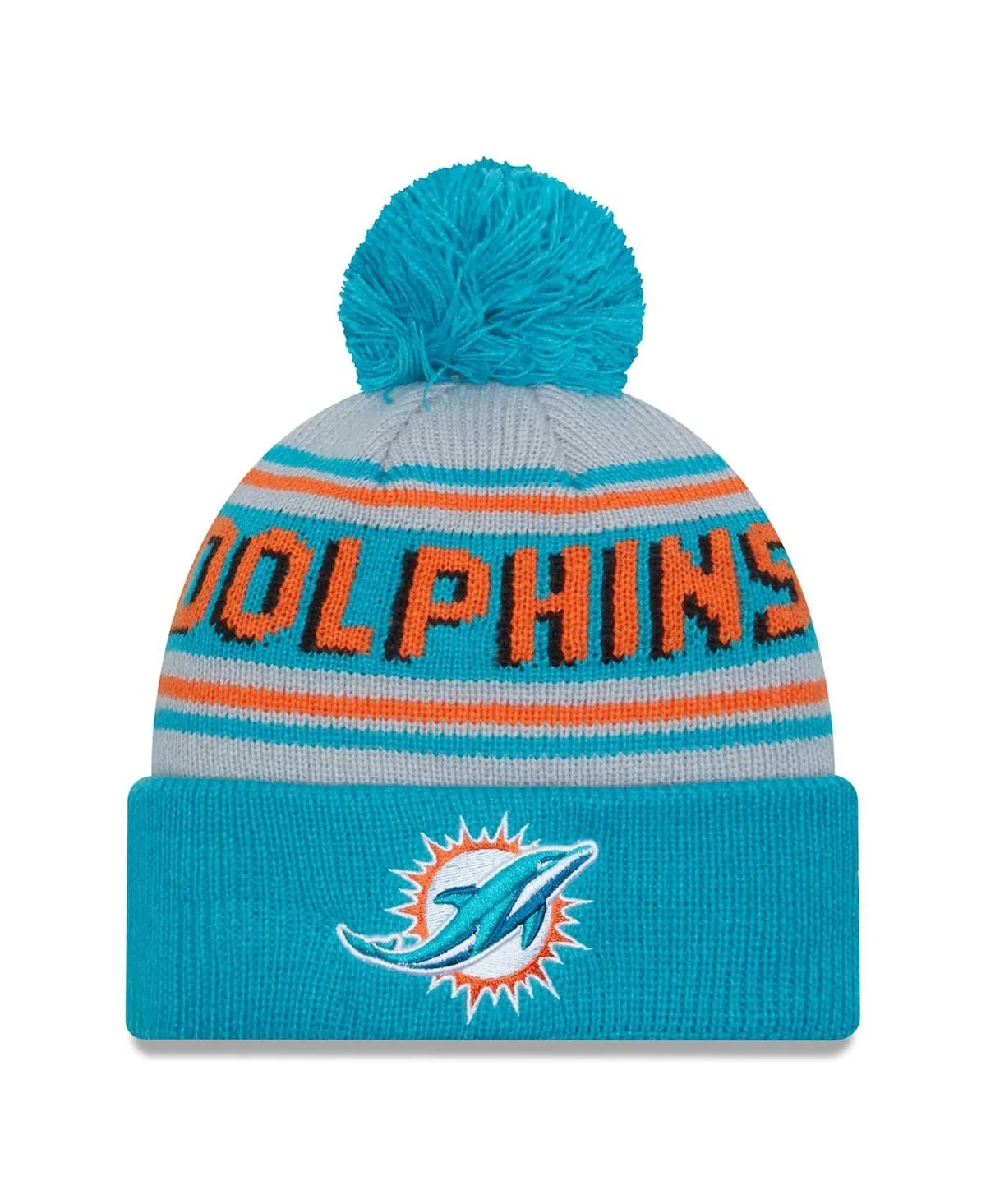 Miami Dolphins Main Cuffed Knit Hat with Pom by New Era