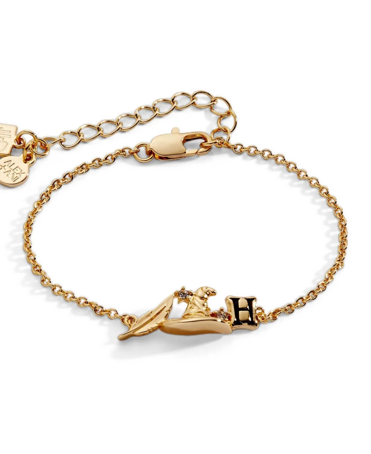 Crystal Gold-Tone Harry Potter Hogwarts Cluster Charm Adjustable Bracelet