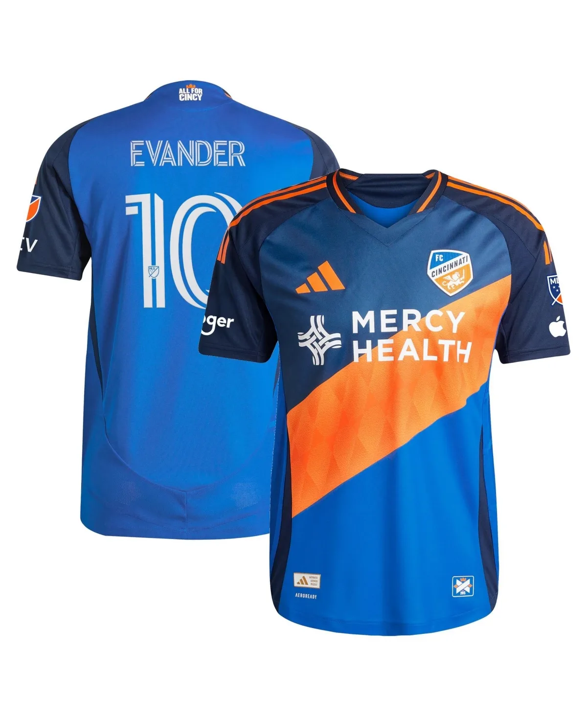 Evander Da Silva Ferreira FC Cincinnati 2025 Orange and Blue Legacy Kit On-Field Authentic Jersey by adidas