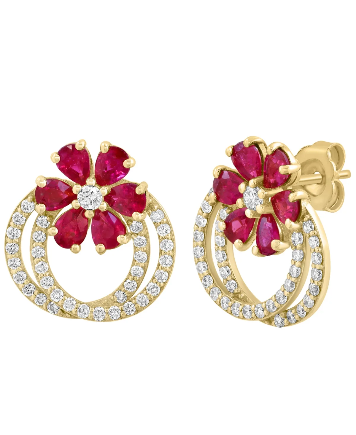 Ruby (2-7/8 ct. t.w.) & Diamond (1/2 ct. t.w.) Earrings in 14k Yellow Gold