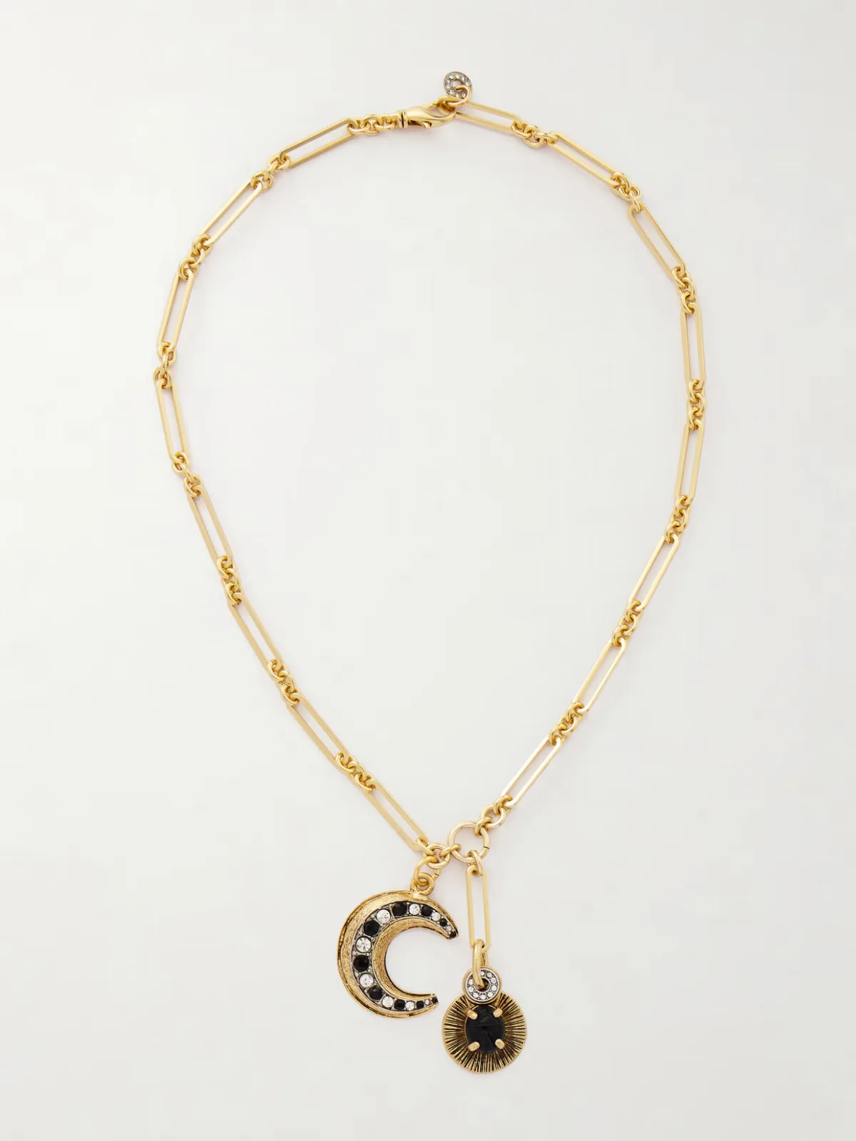 - Soli Luna Gold-plated, Crystal And Obsidian Necklace -