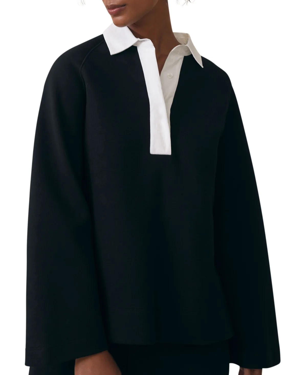 Gaia Colorblock Raglan-Sleeve Open-Collar Sweatshirt by Reiss