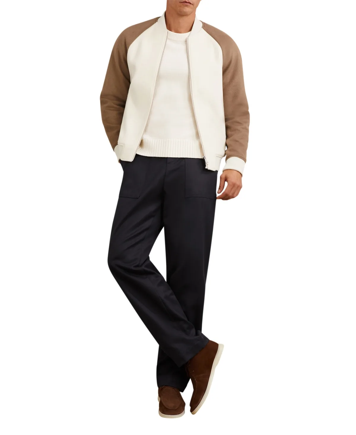 Rylan Wool-Blend Color-Block Bomber Jacket by Reiss