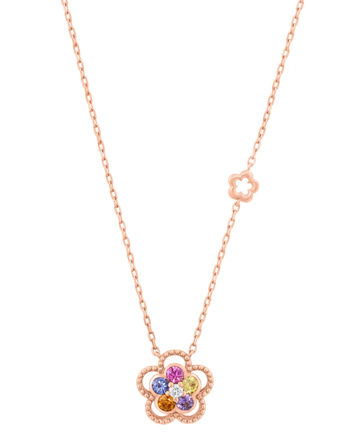 Multigemstone and Diamond Accent Watercolors Necklace (0.03 ct. t.w. Diamond, 3/8 ct. t.w. Multigemstone) in 14k Yellow Gold