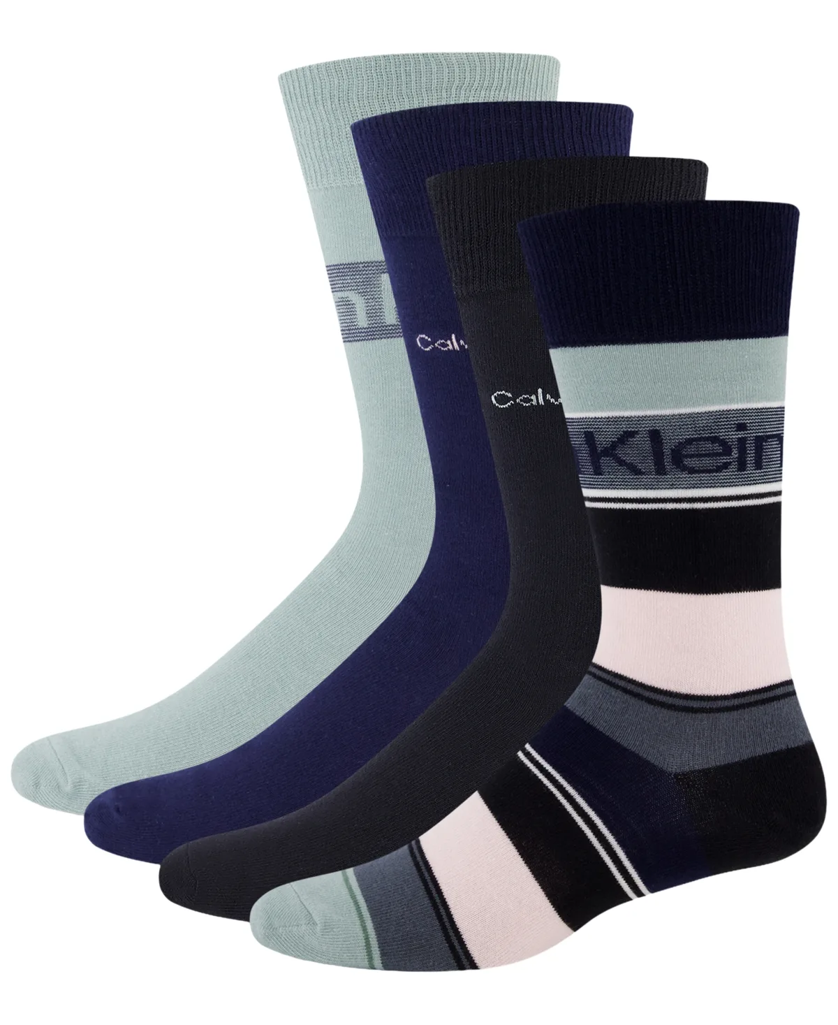 Ribbed Cotton-Blend Dress Crew Socks, 4-Pack by Calvin Klein