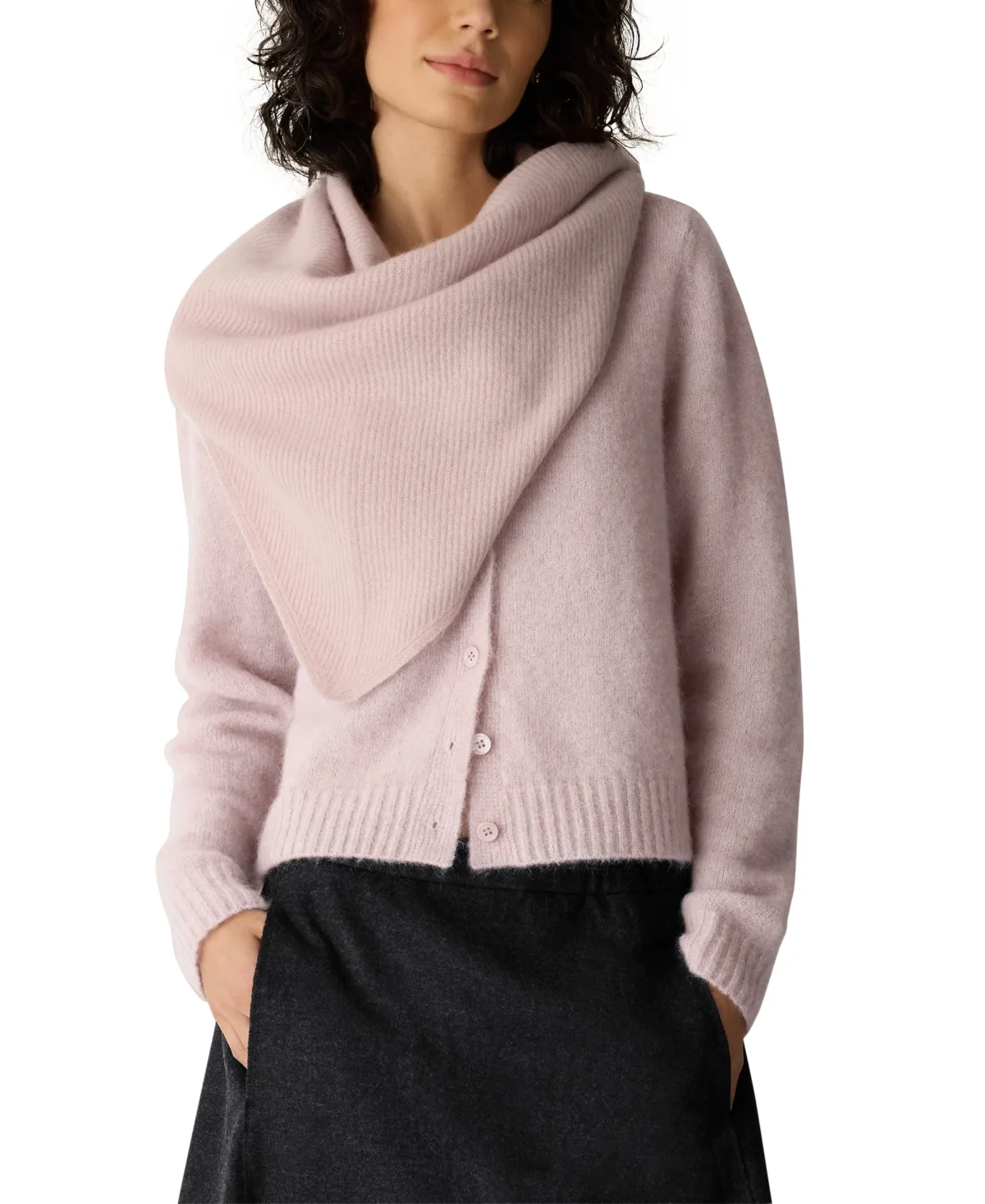 Cashmere Ribbed Handkerchief Scarf by Eileen Fisher