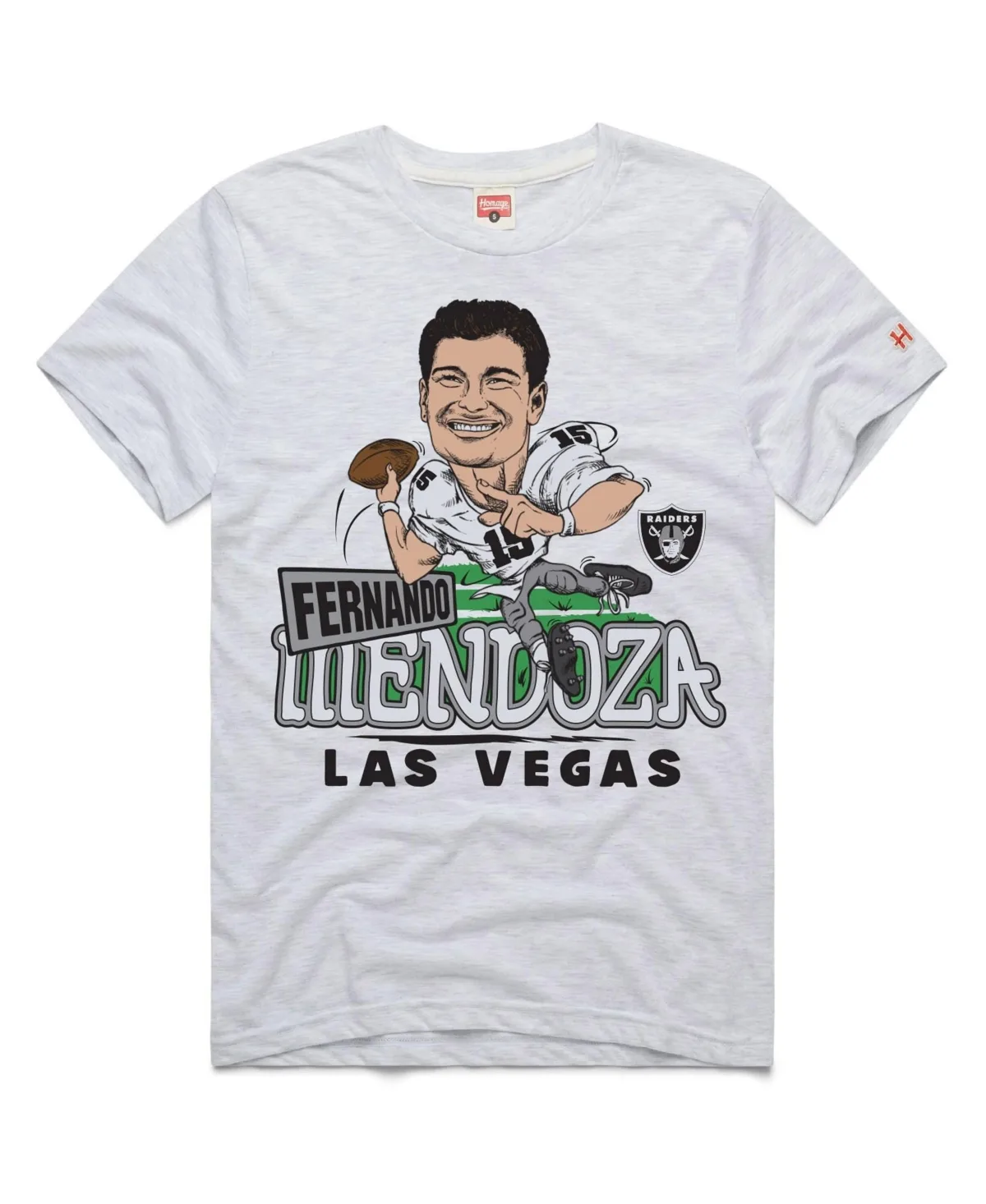 Fernando Mendoza Ash Las Vegas Raiders Caricature Player Graphic Tri-Blend T-Shirt by Homage